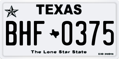 TX license plate BHF0375