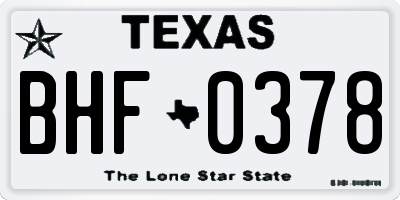 TX license plate BHF0378