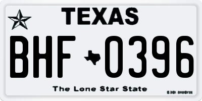TX license plate BHF0396