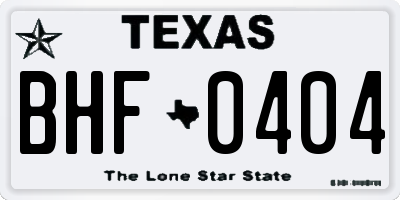TX license plate BHF0404
