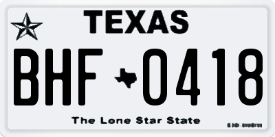 TX license plate BHF0418