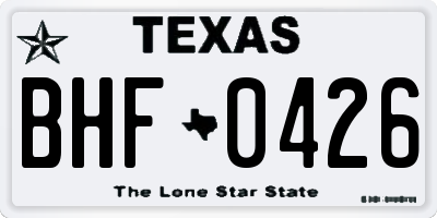 TX license plate BHF0426