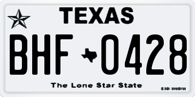 TX license plate BHF0428
