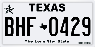 TX license plate BHF0429