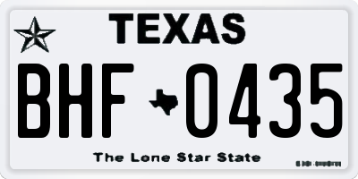 TX license plate BHF0435