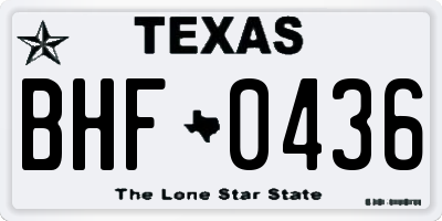 TX license plate BHF0436