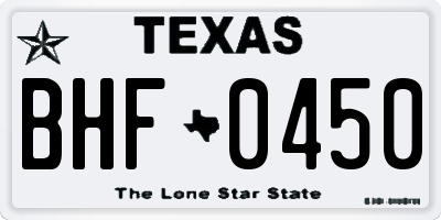 TX license plate BHF0450