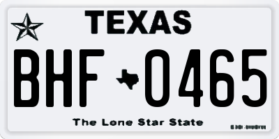 TX license plate BHF0465