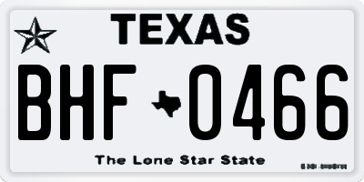 TX license plate BHF0466