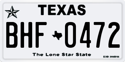 TX license plate BHF0472