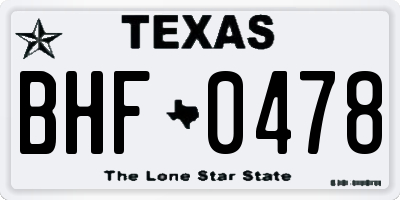 TX license plate BHF0478