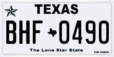 TX license plate BHF0490