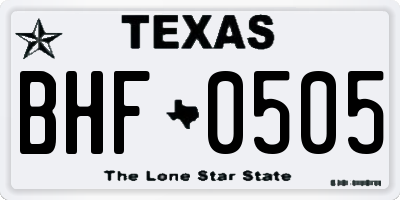 TX license plate BHF0505