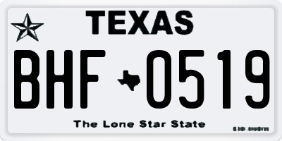 TX license plate BHF0519