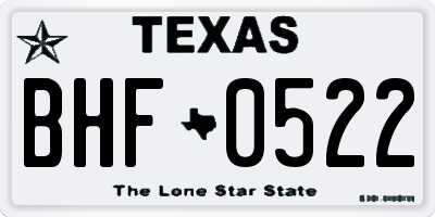 TX license plate BHF0522