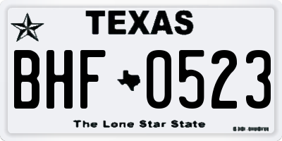 TX license plate BHF0523