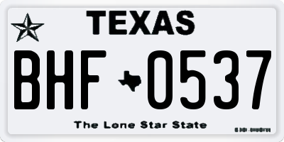 TX license plate BHF0537