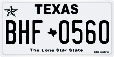 TX license plate BHF0560