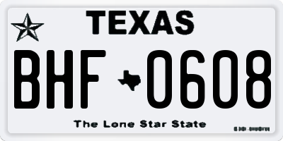 TX license plate BHF0608
