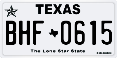 TX license plate BHF0615