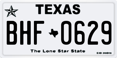 TX license plate BHF0629
