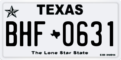TX license plate BHF0631