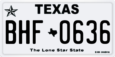 TX license plate BHF0636