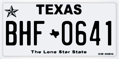 TX license plate BHF0641