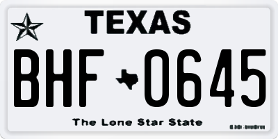 TX license plate BHF0645
