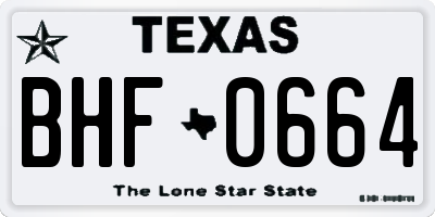 TX license plate BHF0664