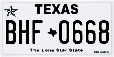 TX license plate BHF0668
