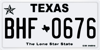 TX license plate BHF0676