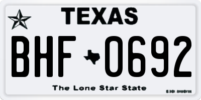 TX license plate BHF0692