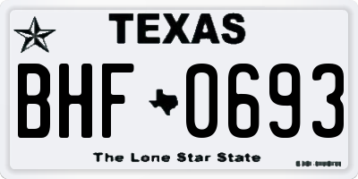 TX license plate BHF0693