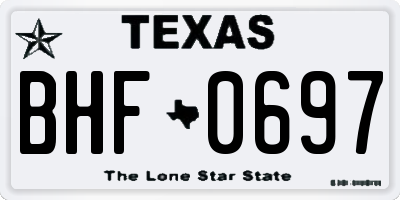 TX license plate BHF0697