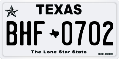 TX license plate BHF0702