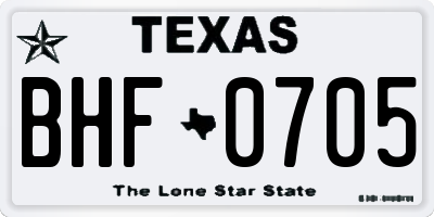 TX license plate BHF0705