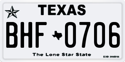 TX license plate BHF0706