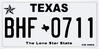 TX license plate BHF0711