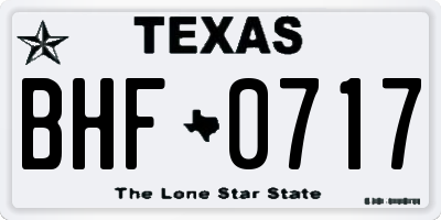 TX license plate BHF0717