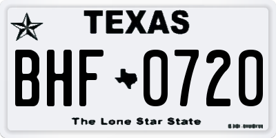 TX license plate BHF0720