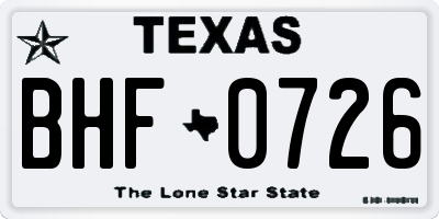 TX license plate BHF0726