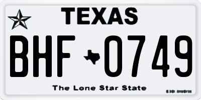 TX license plate BHF0749