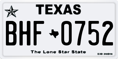 TX license plate BHF0752