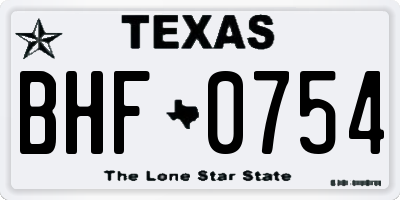 TX license plate BHF0754