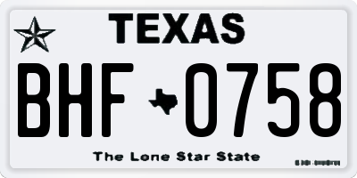 TX license plate BHF0758