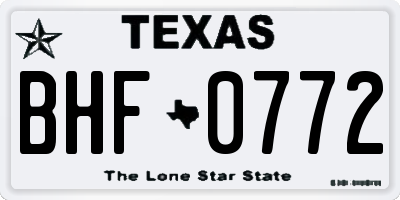 TX license plate BHF0772