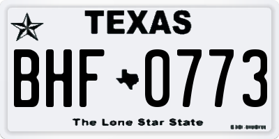 TX license plate BHF0773