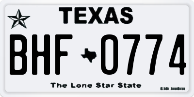 TX license plate BHF0774