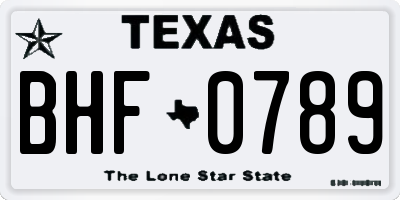 TX license plate BHF0789